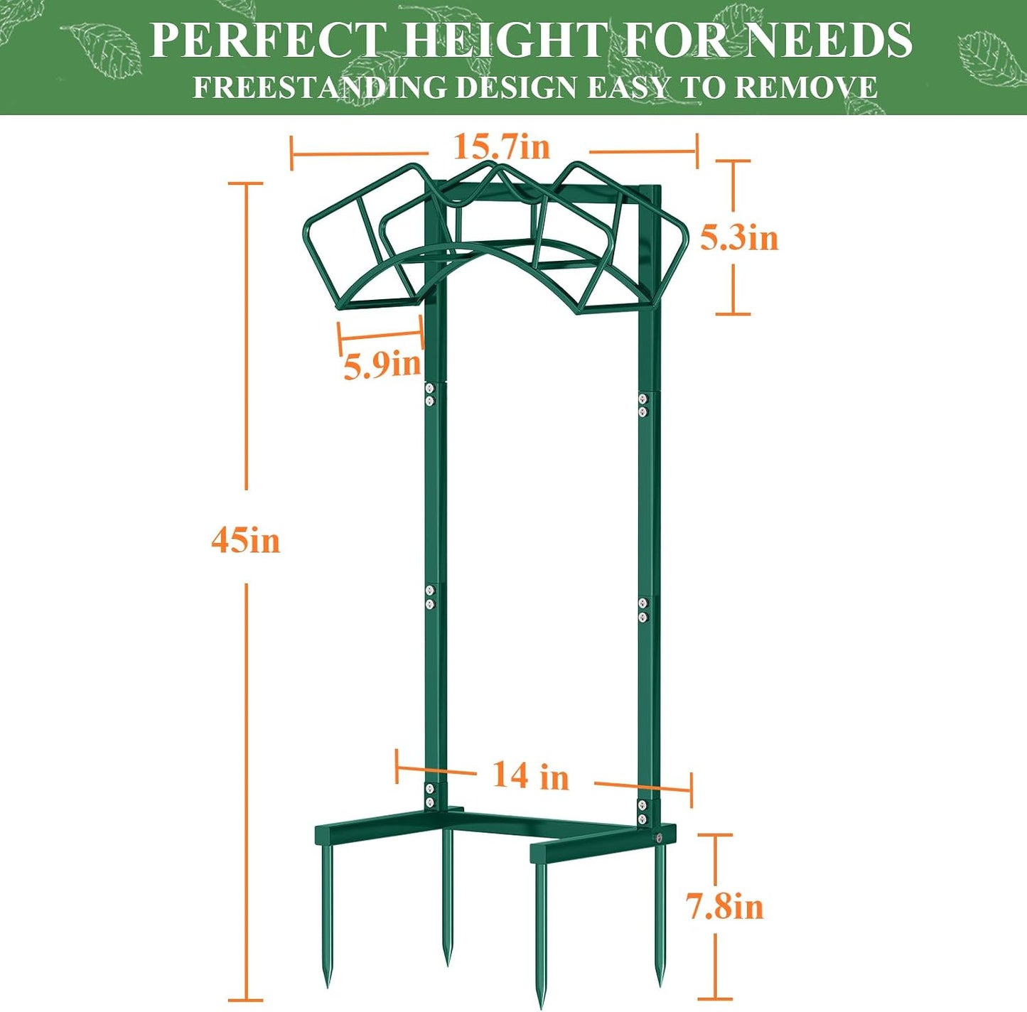 Qatsrin Super Stable Garden Hose Holder, Detachable Water Hose Holders Stand Holds 160-Feet Freestanding Hose Storage Hanger Rack for Outside Yard Lawn Farm (Black)