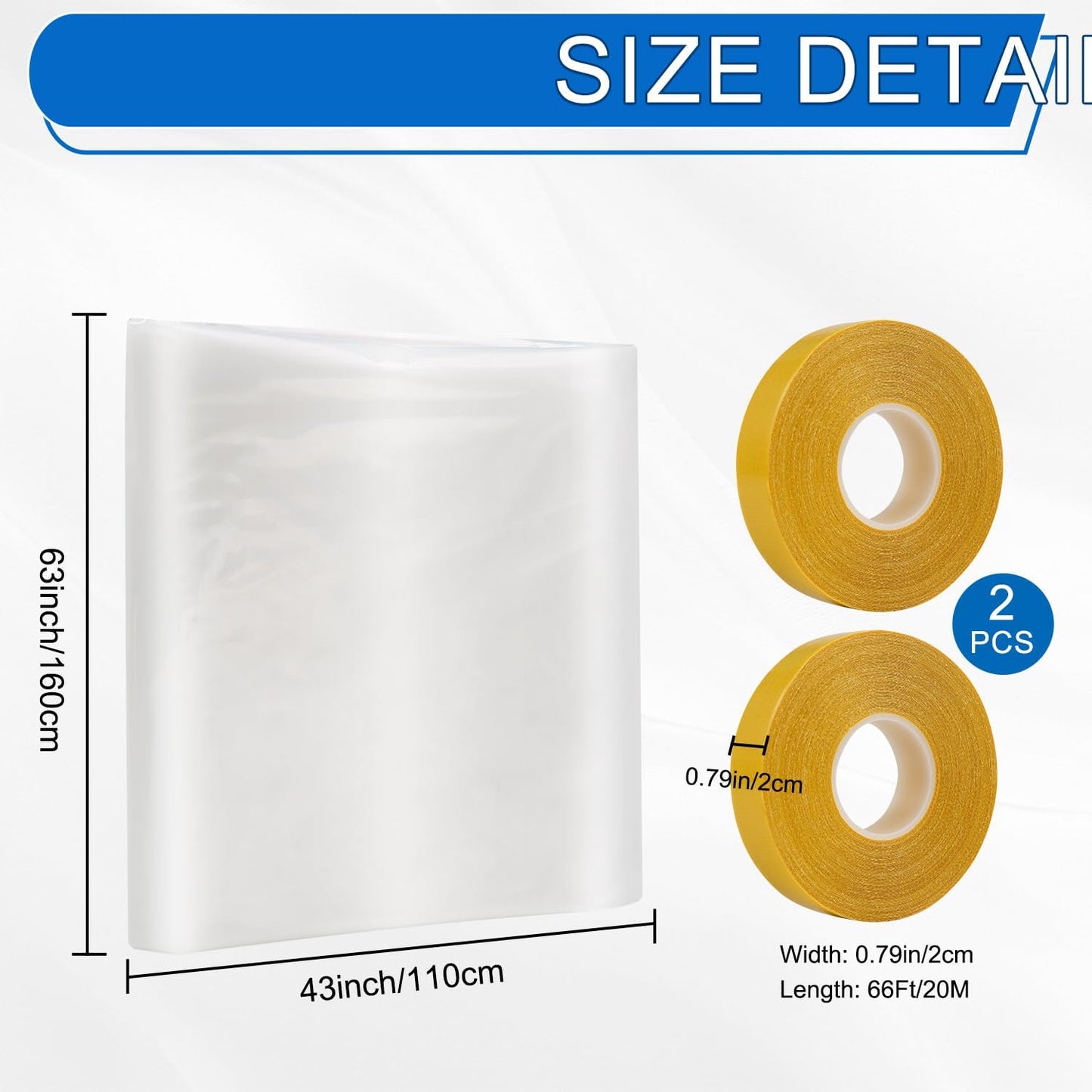 Thermal Shrink Window Insulation Film Kit 5 Pack (47"x315") – Heavy-Duty, Custom-Cut to Size | Blocks Drafts, Saves Energy | Easy DIY Install & Remove with Tape | Fits Home, Office, RV