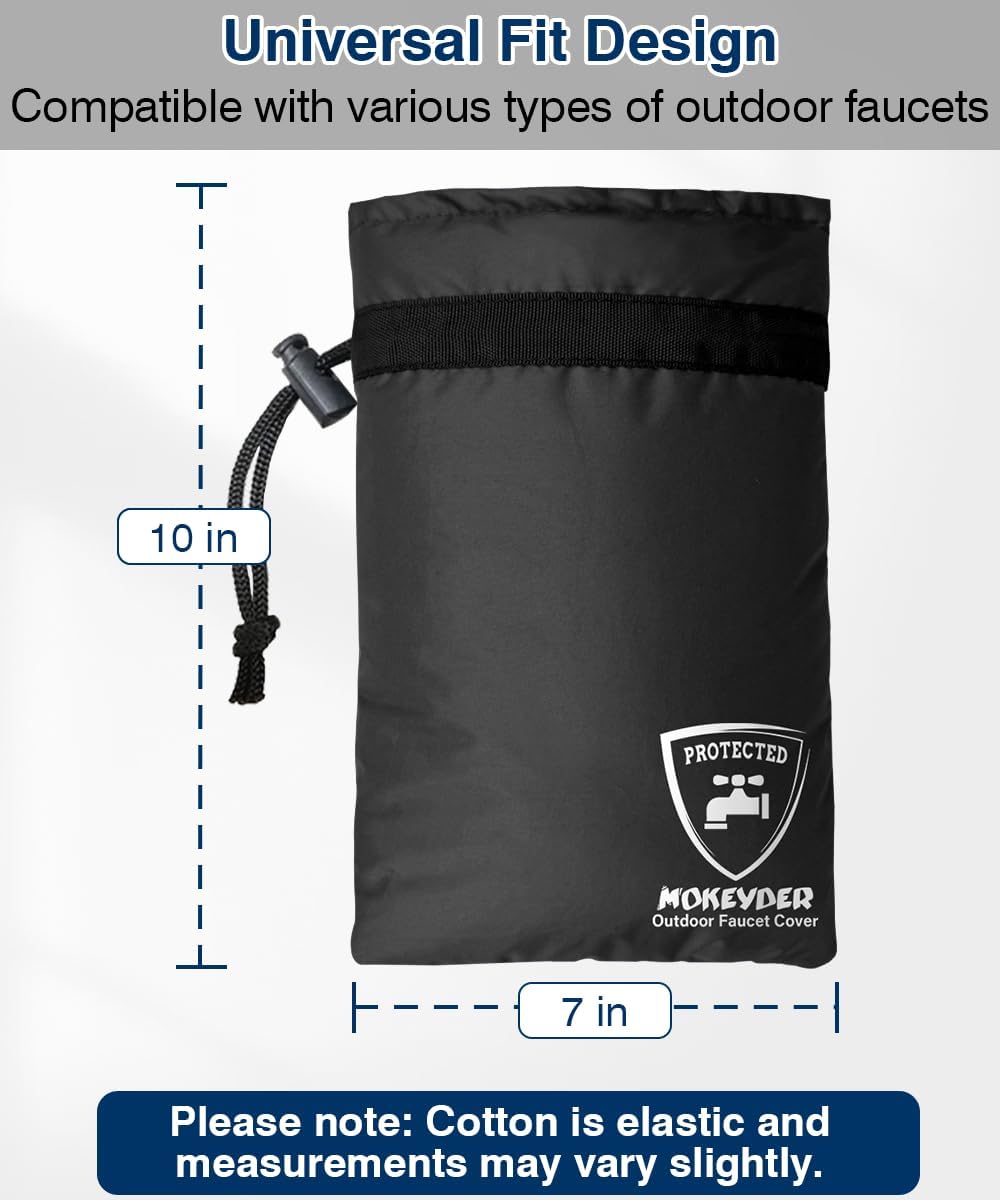 Enlarge Outdoor Faucet Cover for Winter Freeze Protection, 13” W x 25" H Hose Bib Covers Socks for Garden Lawn Faucets & Yard Hydrant, Reusable Long Insulated Spigot Cover, Black, 1 Pack
