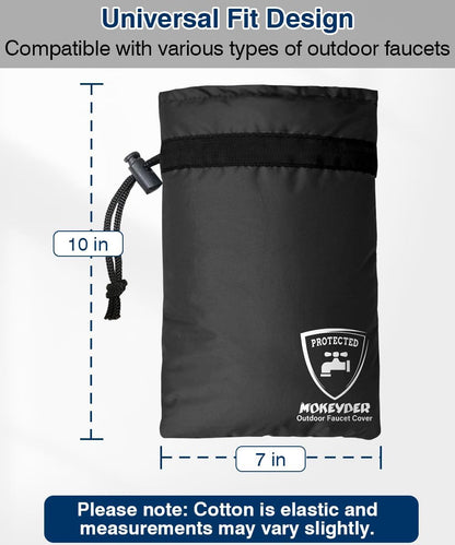 Enlarge Outdoor Faucet Cover for Winter Freeze Protection, 13” W x 25" H Hose Bib Covers Socks for Garden Lawn Faucets & Yard Hydrant, Reusable Long Insulated Spigot Cover, Black, 1 Pack