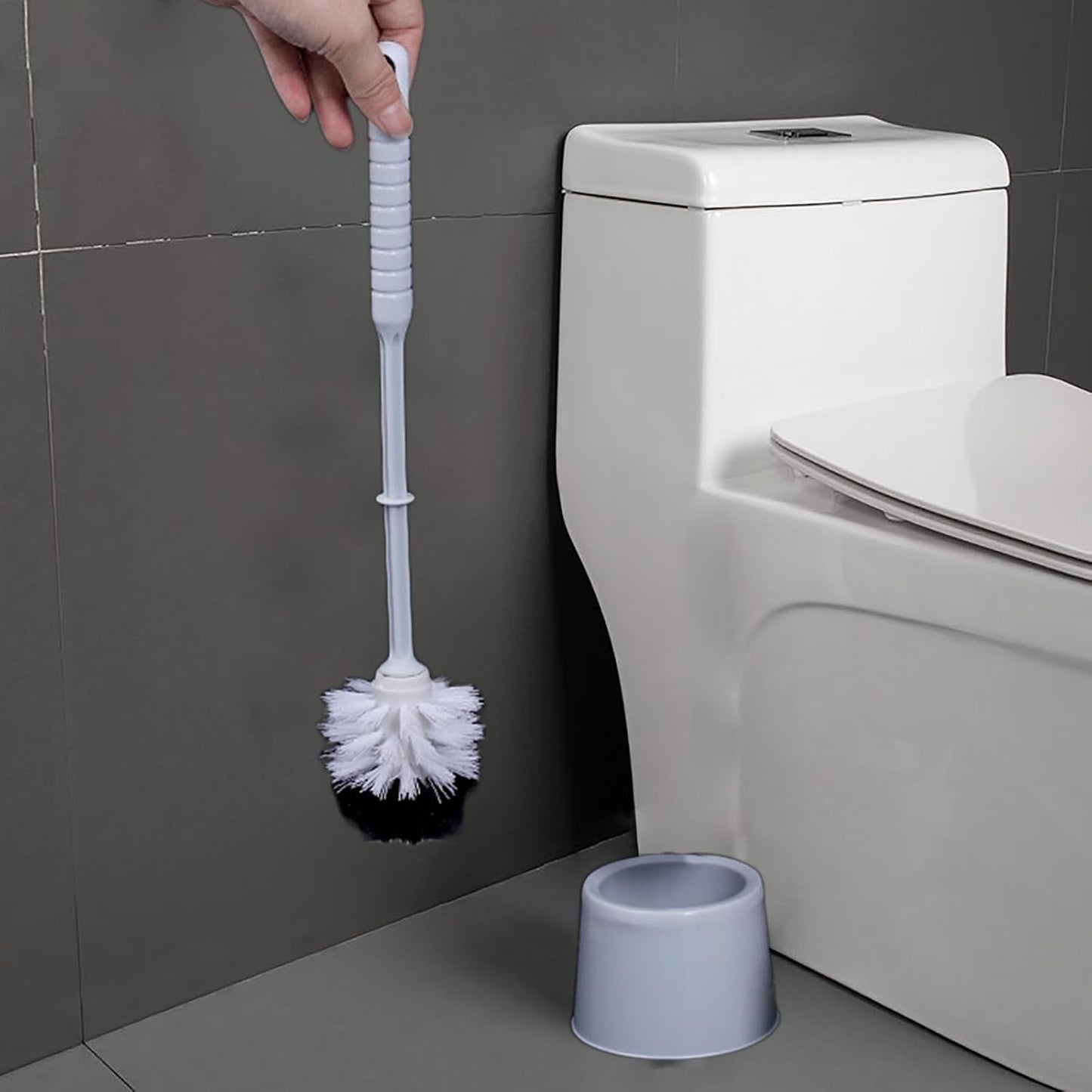Toilet Brush and Holder Set Compact Toilet Bowl Brush and Holder for Under Rim, Durable Bristles, Toilets Cleaner Cleaning Brushs Toilets Scrubber Bathroom Accessories Cleaning Tools, Gray