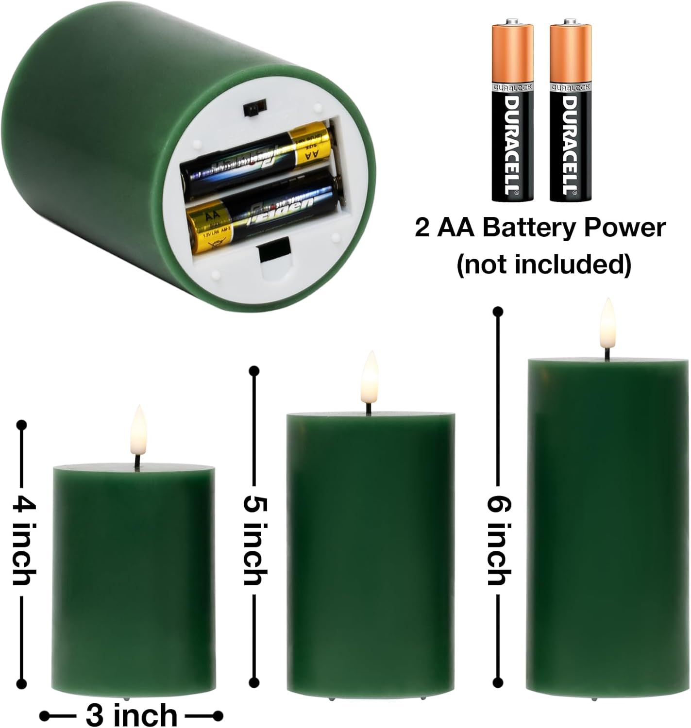 Eywamage White Real Wax Flameless Pillar Candles with Remote, Flickering Flat Top LED Battery Candles Set of 3