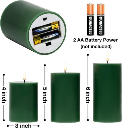 Eywamage White Real Wax Flameless Pillar Candles with Remote, Flickering Flat Top LED Battery Candles Set of 3