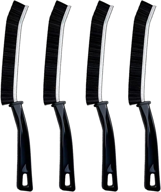 Hard Bristle Crevice Cleaning Brush.Multi-Purpose New Cleaning Brush Tool, Black Bristles with Ergonomic Grip Bathroom Gap Brush, Home, Kitchen, Bathroom, Faucets, Toilet,Window, Vehicle, (4)