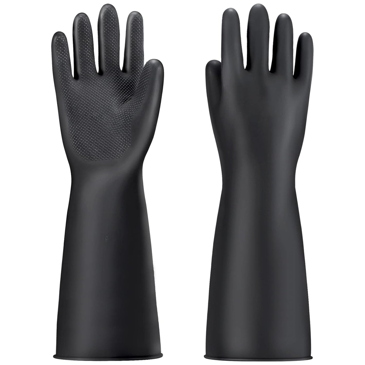 Black Rubber Gloves Extra Large, 22" Long Chemical Resistant Gloves, Waterproof Reusable Dishwashing Household Cleaning Safety Work Heavy Duty Industrial Rubber Glove, 1 Pair XXL