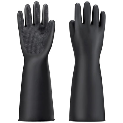 Black Rubber Gloves Extra Large, 22" Long Chemical Resistant Gloves, Waterproof Reusable Dishwashing Household Cleaning Safety Work Heavy Duty Industrial Rubber Glove, 1 Pair XXL
