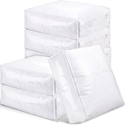 6 Packs Clear Zippered Storage Bags 24 x 20 x 11 Inch Sweater Moth Bags Vinyl Plastic Storage for Blankets Clothes Bed Sheet Organizer with Zipper for Closet Linen Sweater Clothes Comforters Pillow