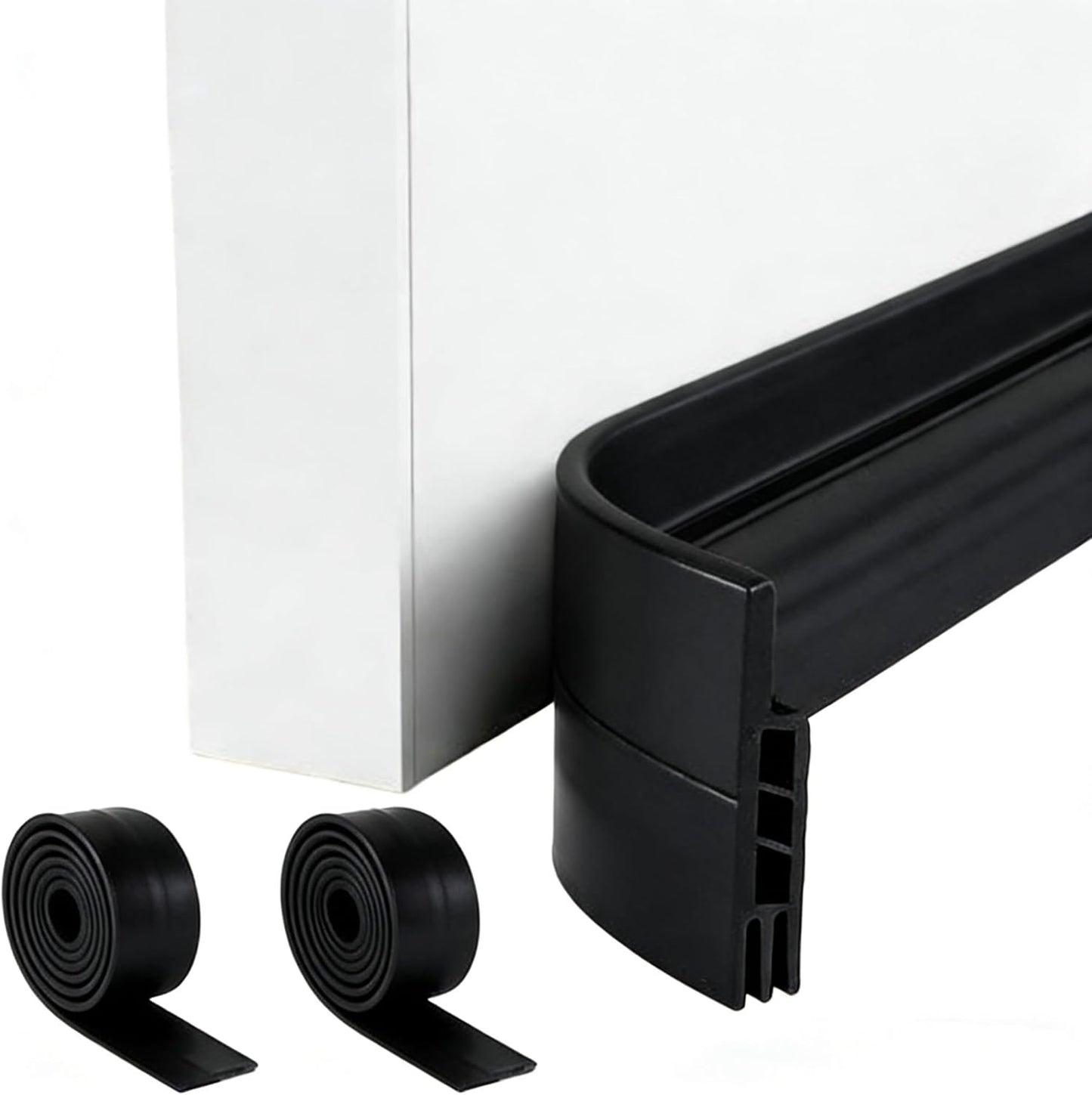 Premium Adjustable Door Draft Stopper - Under Door Sweep Weather Stripping with Strong Adhesive, Soundproof & Energy-Saving Seal for Exterior/Interior Doors, Cold Air & Noise Blocker