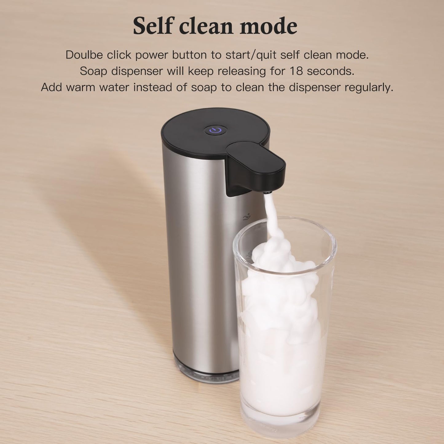 LAOPAO Automatic Soap Dispenser Foaming: Rechargeable Touchless Soap Dispenser Stainless Steel Foam Soap Dispenser for Bathroom Hand Soap Pump for Kitchen Xmas Gift, 9oz, White