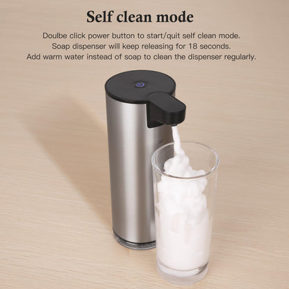 LAOPAO Automatic Soap Dispenser Foaming: Rechargeable Touchless Soap Dispenser Stainless Steel Foam Soap Dispenser for Bathroom Hand Soap Pump for Kitchen Xmas Gift, 9oz, White