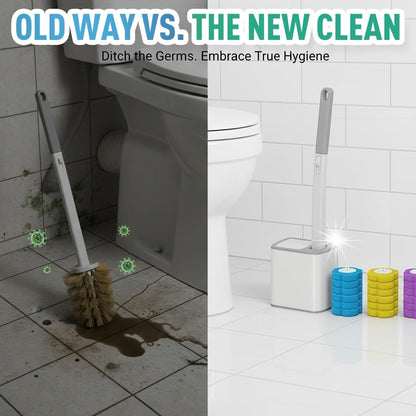 Disposable Toilet Cleaning System: Toilet Brush & Holder Kit with 18PCS Pre-Soaked Cleaner Wall-Mount Scrubbing Toilet Brush Bathroom Cleaning Kit (36-Pack Lavender Brush Head)
