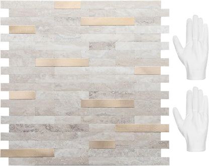 STICKGOO Peel and Stick Backsplash Tile, Stick on Backsplash for Kitchen and Bathroom, Volakas White Look PVC Mixed Metal Silver Self Adhesive Wall Tiles(Sample)