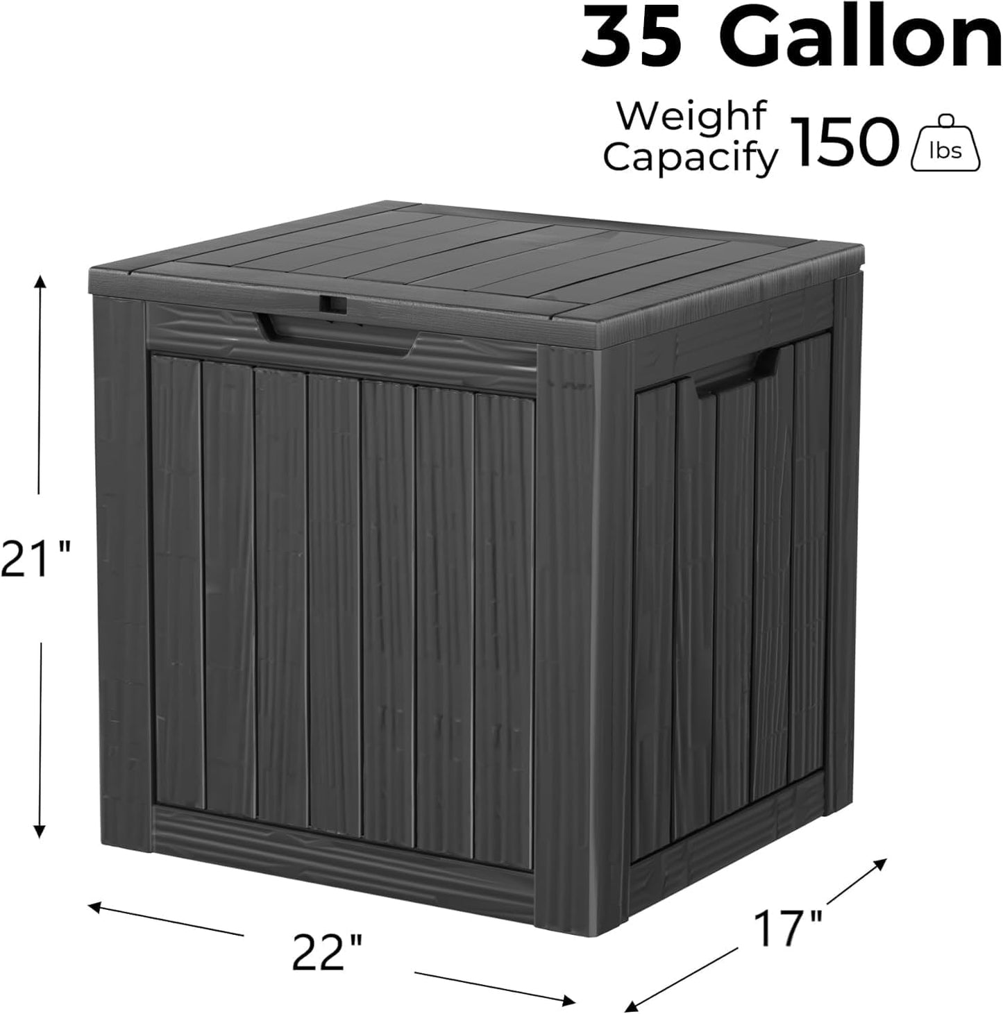 TARKARI 320 Gallon Lockable Resin Deck Box, Waterproof & UV-Resistant Outdoor Storage Box for Outdoor Cushion Storage, Garden Tools & Pool Accessories Storage, Black