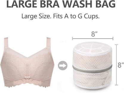 Muchfun 3Pcs Bra Wash Bags, Honeycomb Mesh Laundry Bags for Delicates | Lingerie, Intimates and Underwear 7 x 7 x 6 Inches