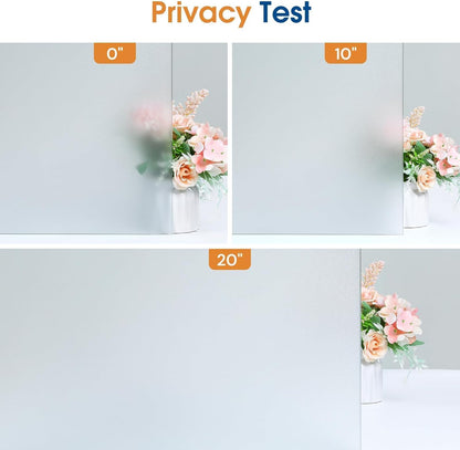 Homein Frosted Glass Window Privacy Film with Tools UV Blocking Privacy Film for Glass Windows, Static Cling No Glue Removable Reusable Anti Glare for Home Day and Night, Pure 17.5" x 78.7"