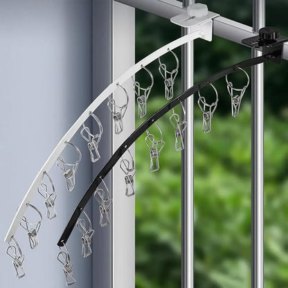 ARFUKA Clothes Hangers with Clips Stainless Steel Balcony Drying Rack Organizer Rack for Drying Socks Bras UnderwearsClothes Hats Scarfs Towels Pants and Gloves Pack of 2