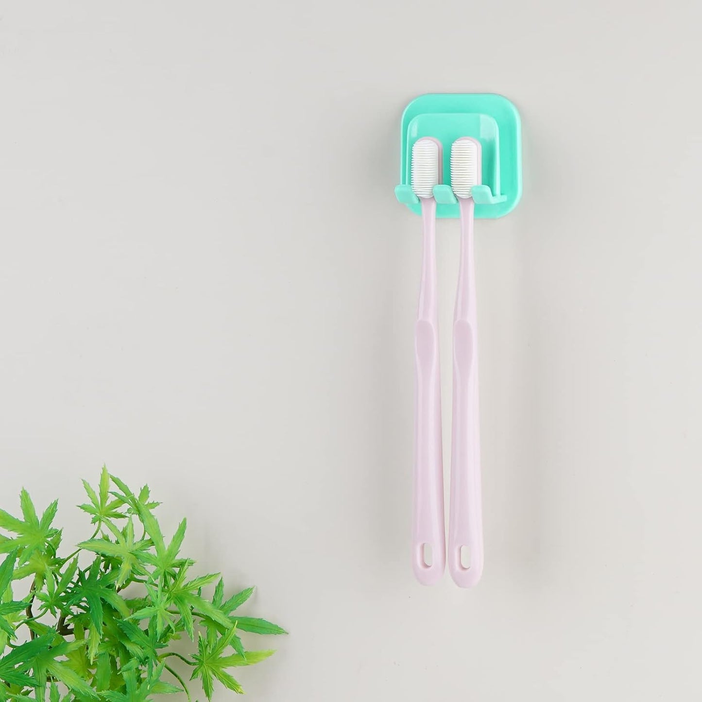 2 PCS Self-Adhesive Toothbrush Holders Wall Mounted, Water Proof Toothbrush Hook, 3 in 1 with Toothbrush Hanger Toothpaste Holder and Gargle Cup Holder for Bathroom Shower (White)
