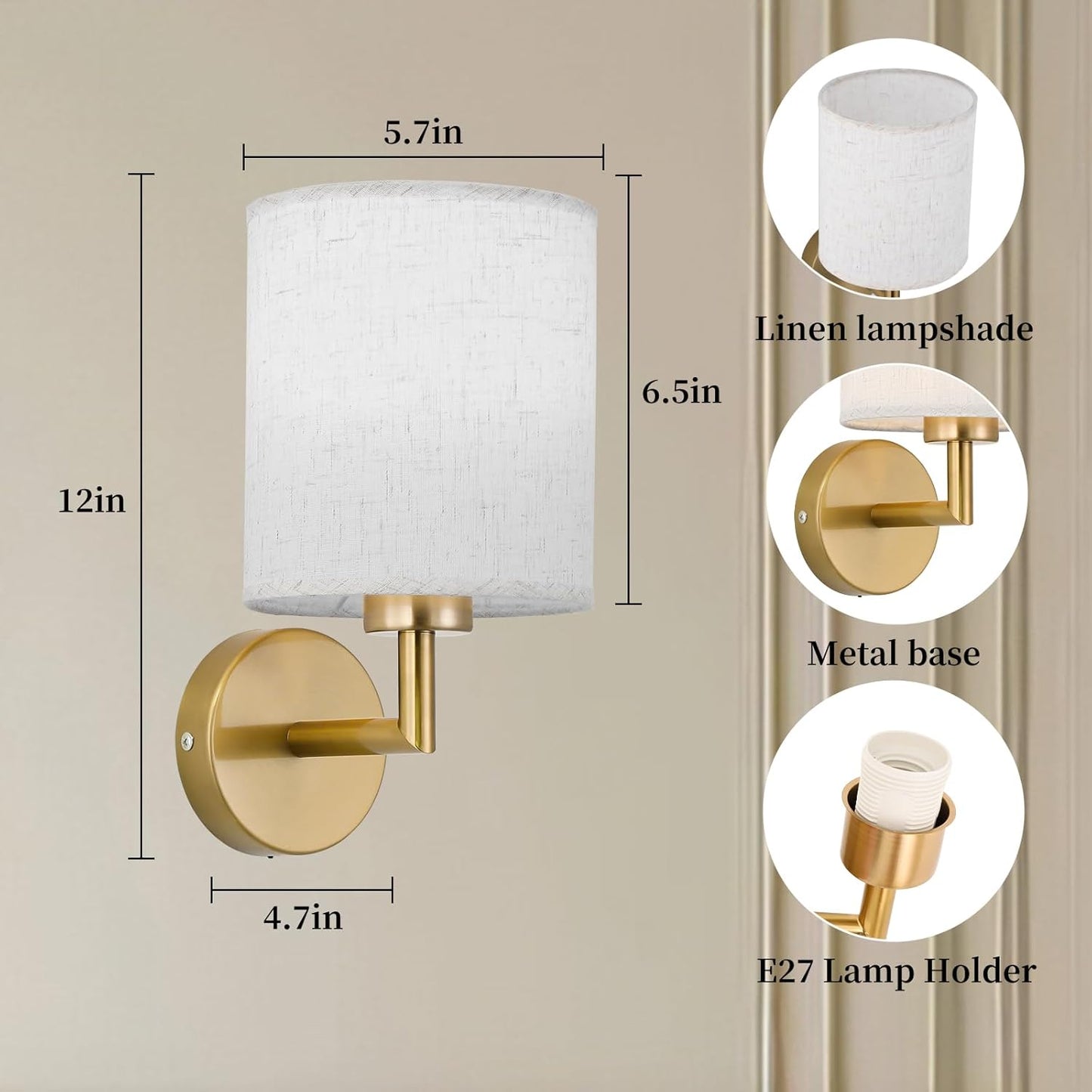 Wireless Wall Sconce Set of 2,Battery Operated Wall Lights with Remote Control,Rechargeable Wall Sconces with LED Bulb,15 Colours Dimmable Wall Lamp for Bedroom Living Room Hallway