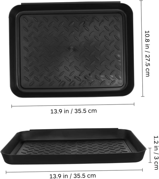 2 Pack Boot Trays for Entryway Indoor Shoe Tray with Raised Edge 13.97X10.82X1.18In Waterproof Mud Mat for Floor Protection Wet Shoe Storage