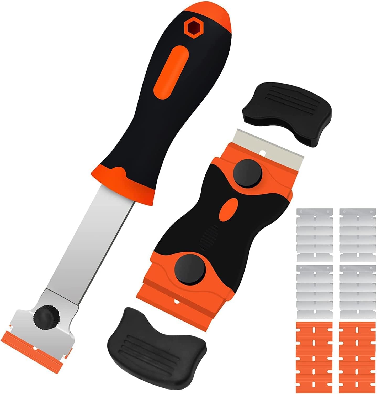 DEKEones Razor Blade Scraper, Long Handled Scraper Tool with 10 Extra Replacement Blades, Razor Scraper Remover for Cleaning Sticker, Paint, Caulk from Window, Car, Glass, Windshield, Stove