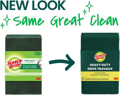 Scotch-Brite Heavy Duty Scouring Pad, Dish Scrubber for Kitchen + Outdoor, 3 Scrub Pads for Uncoated Pots and Pans, Cast Iron Cooktops, Grill Grates, Oven Racks, & BBQ, Durable, Long-Lasting