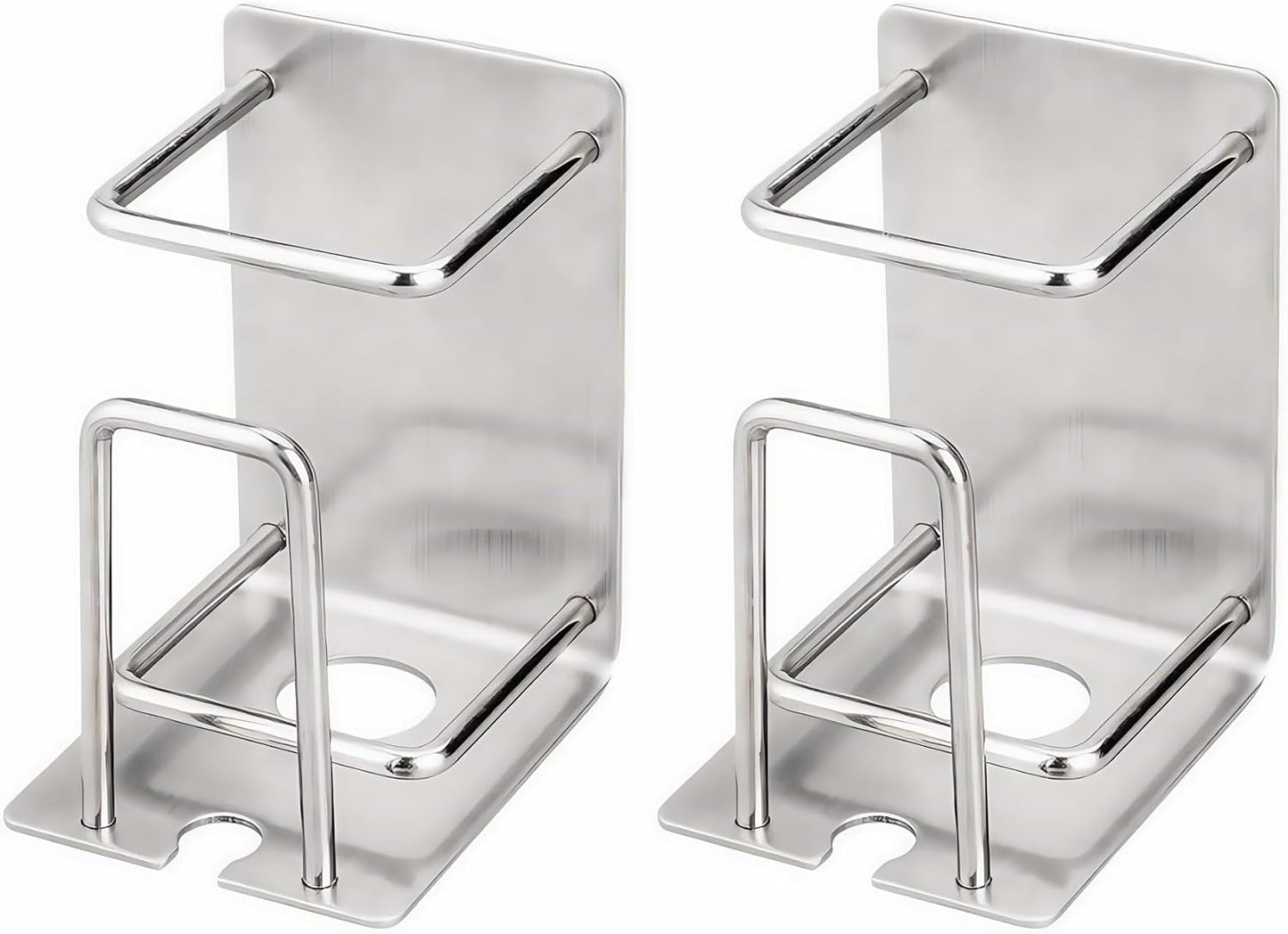 HANZE 2 Pack Toothbrush Holder 304 Stainless Steel Adhesive Wall Mounted 3 in 1 with Toothbrush Holder Toothpaste Holder and Cup Holder for Bathroom Shower