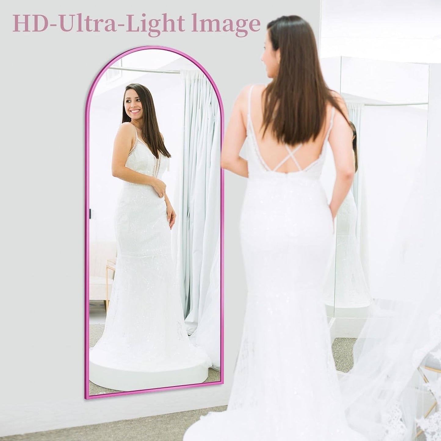 Full Length Mirror with Stand, 71"x28" Arched Full Body Large Stand Up Aluminum Frame Floor Standing Mirror, Freestanding Hanging Leaning Mounted for Bedroom Living Room Entryway Gold