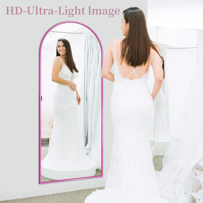 Full Length Mirror with Stand, 71"x28" Arched Full Body Large Stand Up Aluminum Frame Floor Standing Mirror, Freestanding Hanging Leaning Mounted for Bedroom Living Room Entryway Gold