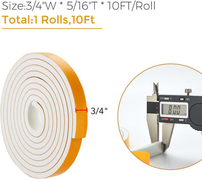 33 Feet Weather Stripping Door Seal- 1/2" Wide X 1/4" Thick Door Bottom Seal Strip High Density Foam Tape Adhesive Rubber Strip for Door Soundproofing,Window Insulation (1/2" x 1/4" x 33FT,Black)