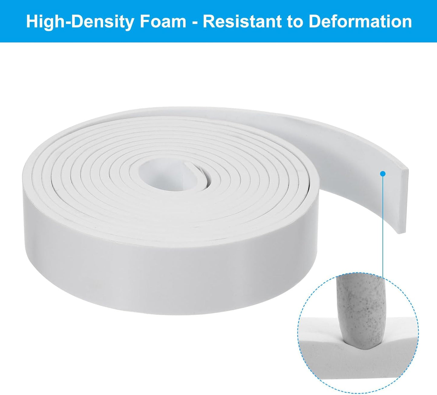 PATIKIL Weather Stripping Door Seal Strip, 3/8 Inch x 1/4 Inch x 32 Ft Self Adhesive Soundproof High Density Foam Tape Insulation for Door Window Air Conditioning, White - Colors B