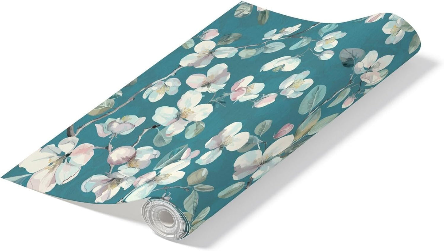 Peel and Stick Wallpaper Roll 17.5 x 216 Whispering Tales Design in Vinyl Sticker Paper for Accent Panels, Bedroom, Kitchen, Office or Shelf Liner