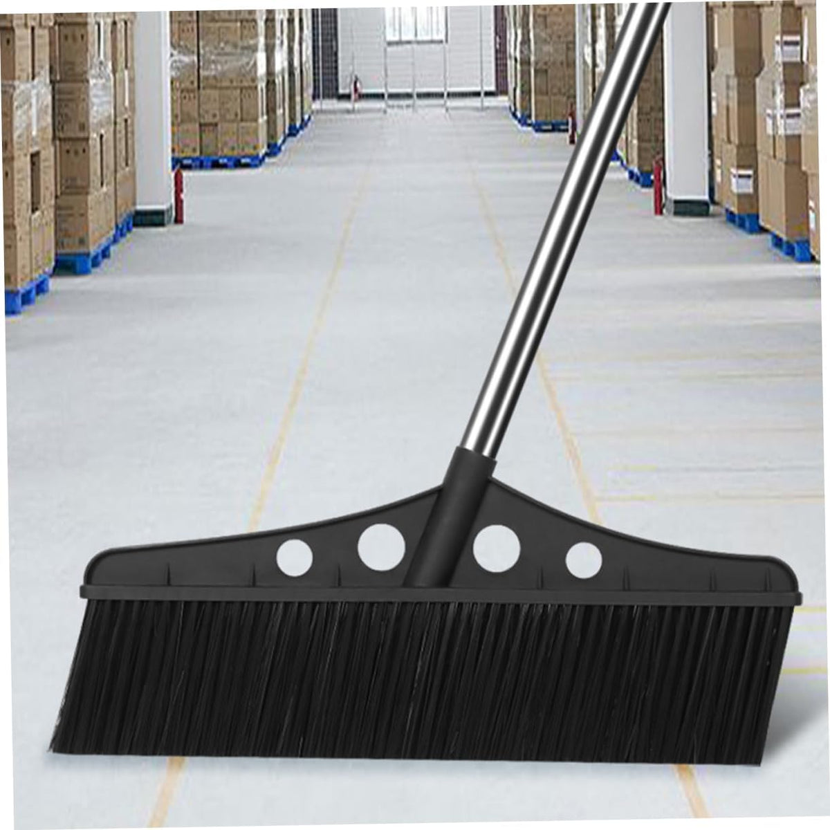 Outdoor Heavy Duty Wide Broom for Garden Cleaning Detachable Handle Stainless Steel Scrub Brush for Concrete Decks Patios and