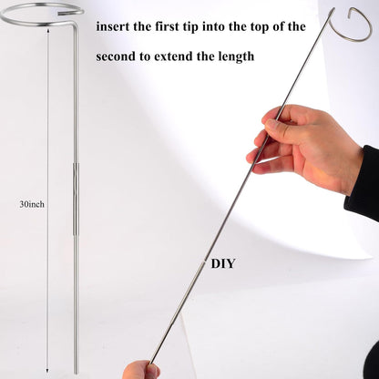 30 Inch Or 16 InchPlant Stakes for Flowers - 5 Pack (DIY), Stainless Steel Garden Tall Single Stem Support Stake Plant Cage Support Rings with Adjustable Height Fit Flowers, Plant Stable