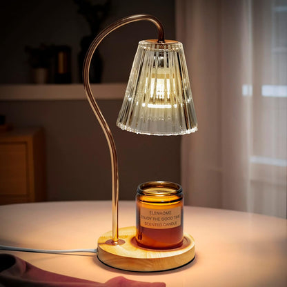 Elenhome Candle Warmer Lamp with Adjustable Height, Stepless Dimming Function-Home Decor Lamp, Metal Candle Lamp for Jar Candles, No Flame Scented Candle Warmer with 2 Bulbs (Black)