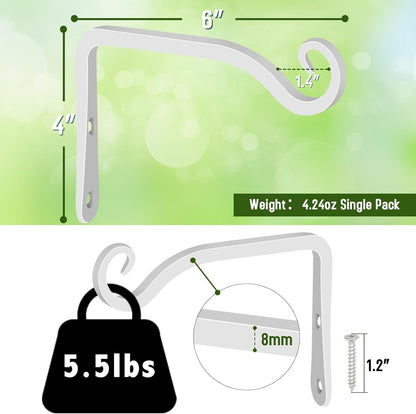 FEED GARDEN Heavy Duty Plant Hangers Outdoor Indoor, 8 Inch 2 Pack Metal Hanging Bracket Holds Up to 44 lbs, Wall Brackets for Hanging Baskets, Bird Feeders,Wind Chime& Lanterns, Black