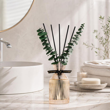 Airkeep Reed Diffuser Set 6.76 oz – Cherry Blossom Home Fragrance with Eucalyptus Sticks – Decorative Glass Bottle for Bathroom, Bedroom & Living Room Décor – Gift Ready