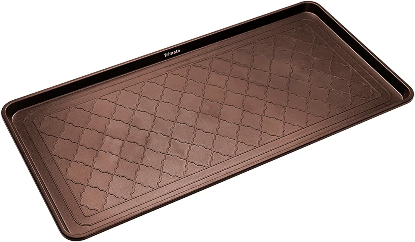 Extra Large All-Weather Boot Tray 40x20 in, Waterproof Shoe Mat with 1.25 in Raised Edge, Recycled Polypropylene Floor Protector for Entryway and Mudroom, Black