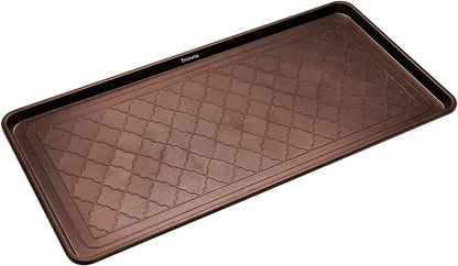 Extra Large All-Weather Boot Tray 40x20 in, Waterproof Shoe Mat with 1.25 in Raised Edge, Recycled Polypropylene Floor Protector for Entryway and Mudroom, Black