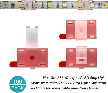 ATB- LED Strip Light Self-Adhesive Mounting Brackets and Clips,LED Strip Light Holder,Cable Wires Organizer Clips for Vehicle,Cabinet,Under-Counter, Kitchen,Living Room,Indoor (100PACK,Clear)