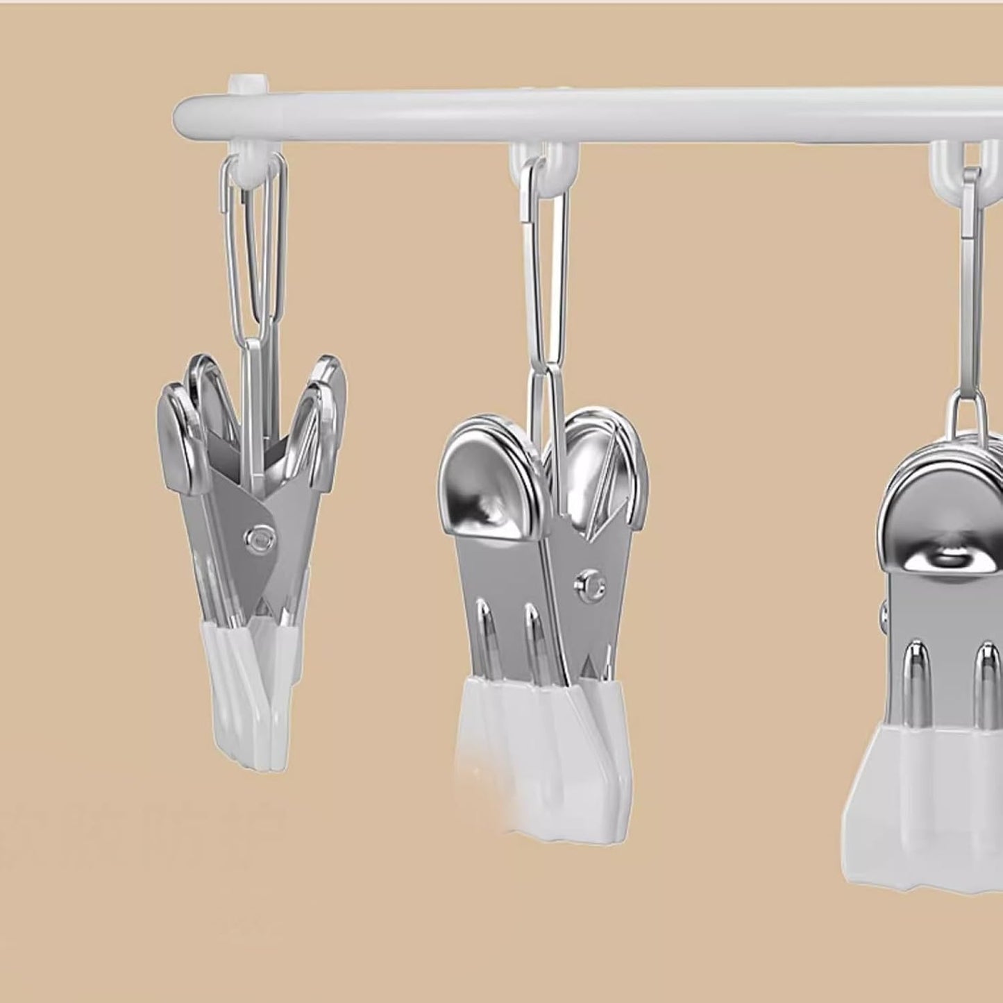 Drying Rack for Sock, Stainless Steel Sock Drying Rack with 24 Clips, Swivel Hook Windproof Hanger for Sock, Bras, Towel, Underwear, Laundry, Hat, Scarf, Pants, Gloves(Pink)