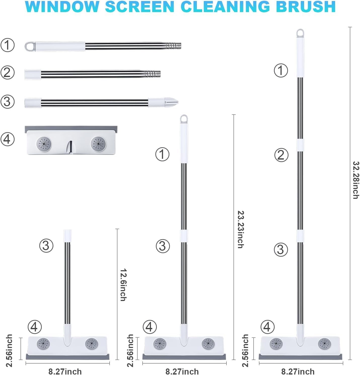 IMHO Cleaning Brush for Window Screen, Screen Cleaner Tool, 2 in 1 Mesh Screen Cleaning Brush, Small Brush for Patio, Door, Porch Screens, White &Grey Brush Cleaners for Screen