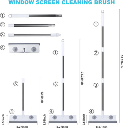 IMHO Cleaning Brush for Window Screen, Screen Cleaner Tool, 2 in 1 Mesh Screen Cleaning Brush, Small Brush for Patio, Door, Porch Screens, White &Grey Brush Cleaners for Screen