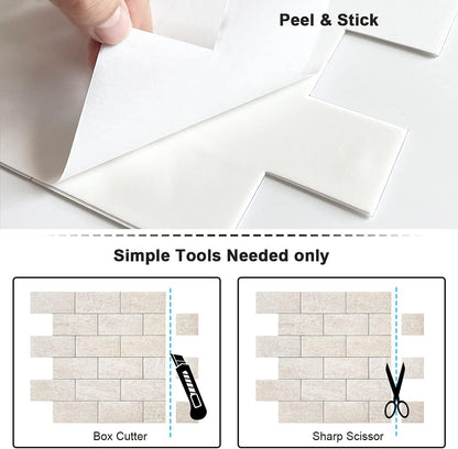 BeNice Peel and Stick Backsplash for Kitchen,Bathroom Wall Backsplash Tile Peel and Stick Shower Tiles Waterproof(10sheets,Rustic Beige)