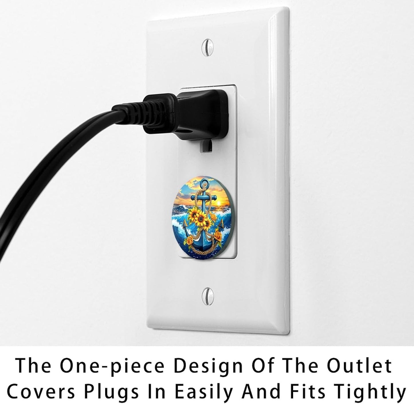 Vintage Brown Wood 12 Packs Outlet Covers Child Proof Plug Protector, Safety Outlet Plugs Covers, 2-Prong Wall Socket Protection Caps, Round Electrical Wall Receptacle for Home Office