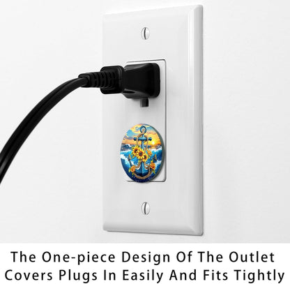 Vintage Brown Wood 12 Packs Outlet Covers Child Proof Plug Protector, Safety Outlet Plugs Covers, 2-Prong Wall Socket Protection Caps, Round Electrical Wall Receptacle for Home Office