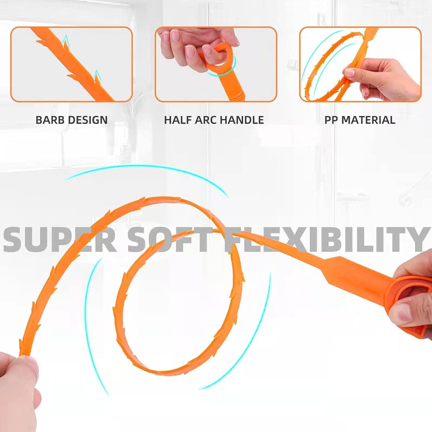 3 Pack 25 Inch Hair Snake Hair Drain Clog Remover Cleaning Tool Drain Opener sink snake Drain Auger Hair Remover Tool For Sewer, Toilet, Shower Kitchen Sink, Bathroom Tub