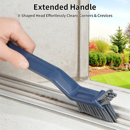 3-in-1 Grout Brush and Crevice Cleaner,with V-Shaped Bristles & Hair Clip-Multi-Surface Gap Cleaning Tool for Bathroom Tiles,Kitchen,Window Tracks,and Narrow Corners (White)