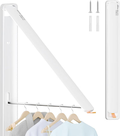 Retractable Clothes Drying Rack for wall clothes hanger rack for Laundry | Folding Hanger Rack Laundry Hanger Dryer Rack, Easy to Install, Closet Storage Organization, Space Saving Aluminium,Walnut