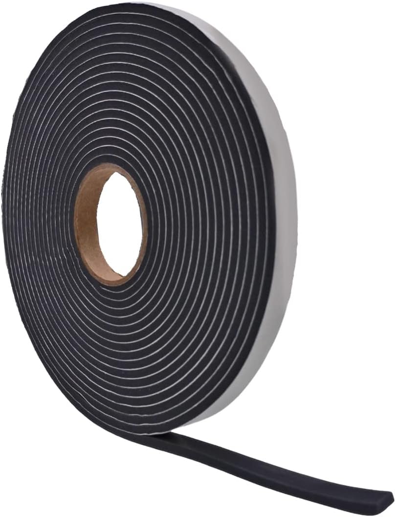 WOD Insulation Foam Tape Self Adhesive - 1/16 Thick x 3/16 Width - 150 feet - Made in USA Weather Stripping, HVAC, Sealing Doors, Windows, Pipes, Cooling, Sound Proof, and Air Conditioning.