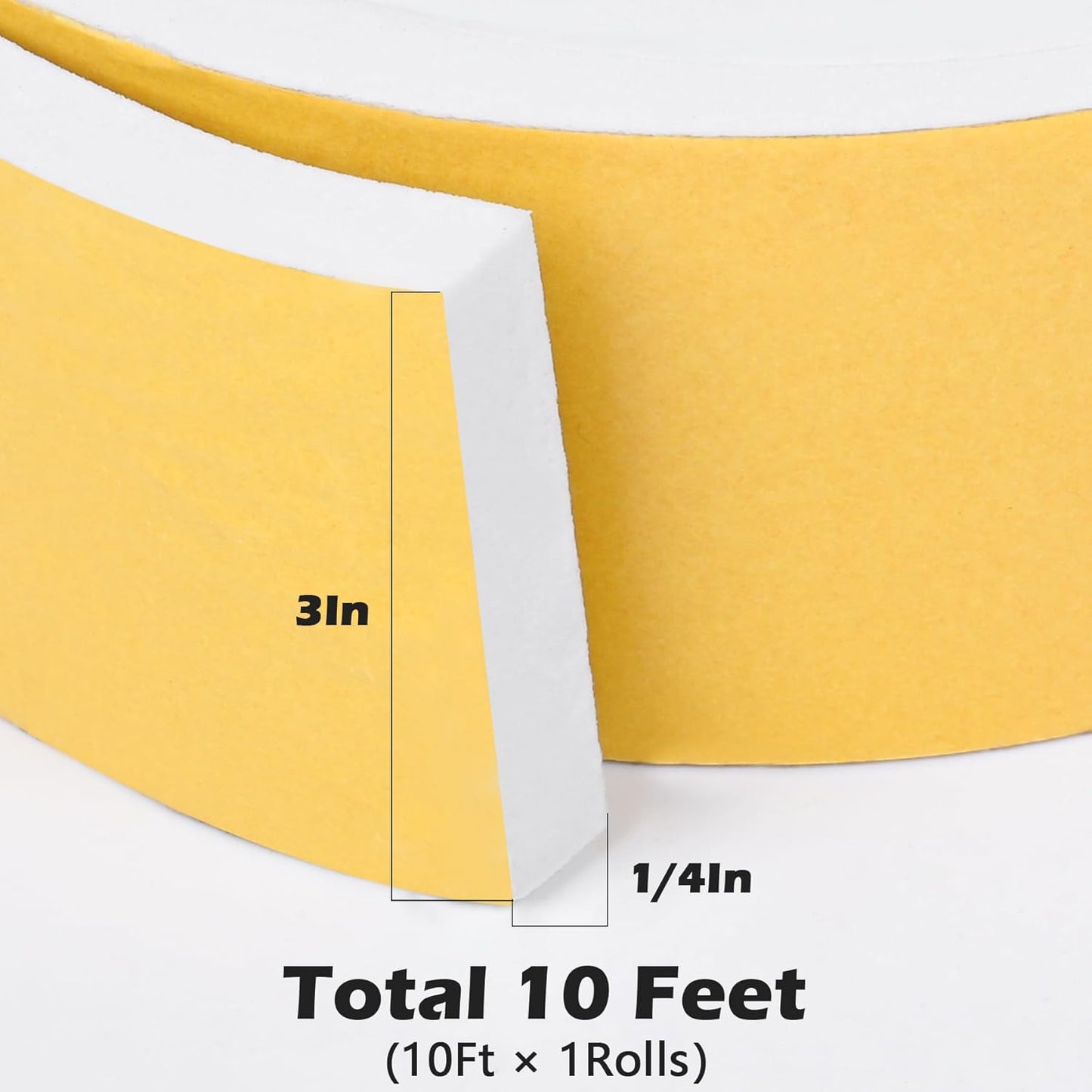 ToLanbbt White Door Window Weather Stripping Self Adhesive Foam Tape High Density Foam Sealing Strip Window Insulation Weatherproof Gasket Tape for Doors and Windows (1/2" W X 1/8" T X 16.5')
